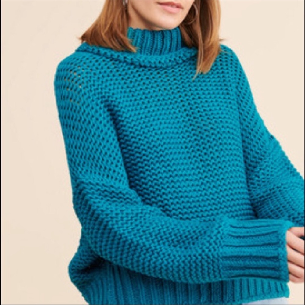 FREE PEOPLE My Only Sunshine Sweater Torquoise NWT - Picture 2 of 11